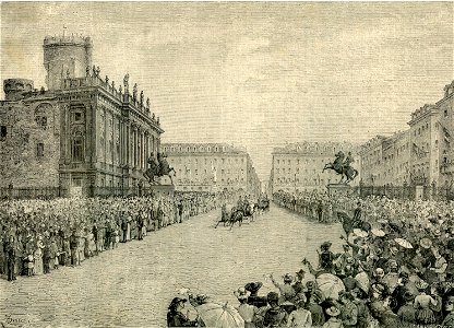 L’arrivo delle LL. MM. a Torino per la festa delle ricompense
