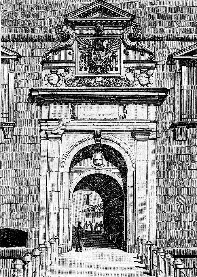 L’Aquila – La porta del castello (xilografia)