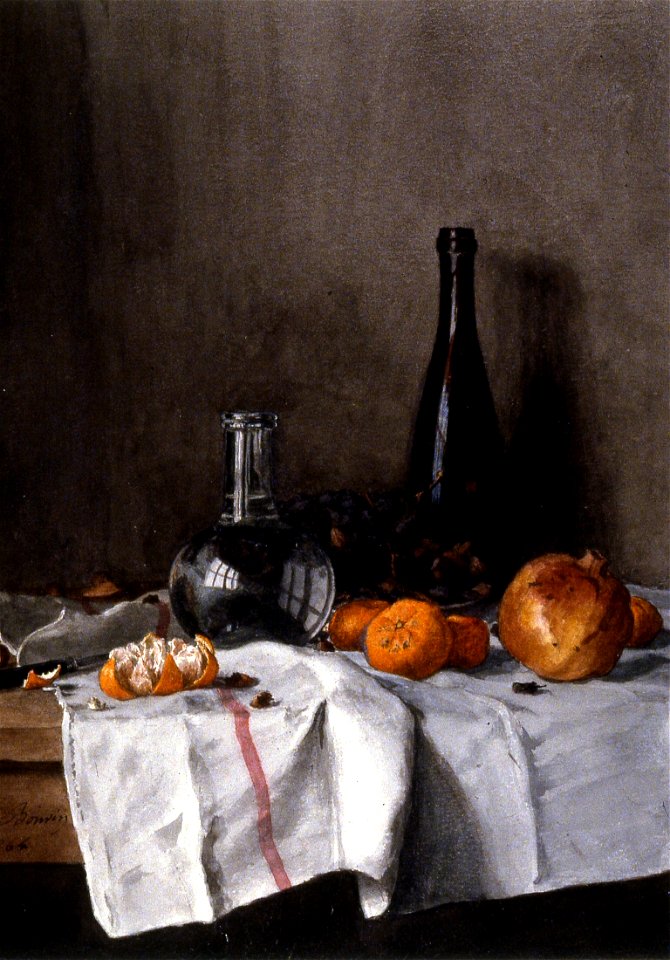 Léon Bonvin - Still Life with Wine, Water, Fruit, and Nuts - Walters 371664