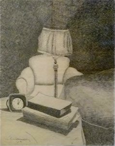 Léon Spilliaert (1941) - Interieur met lamp en boeken