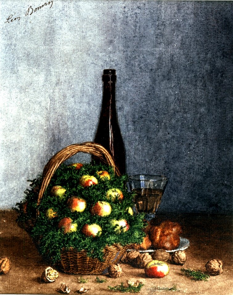 Léon Bonvin - Still Life with Wine, Fruit, and Nuts - Walters 371659