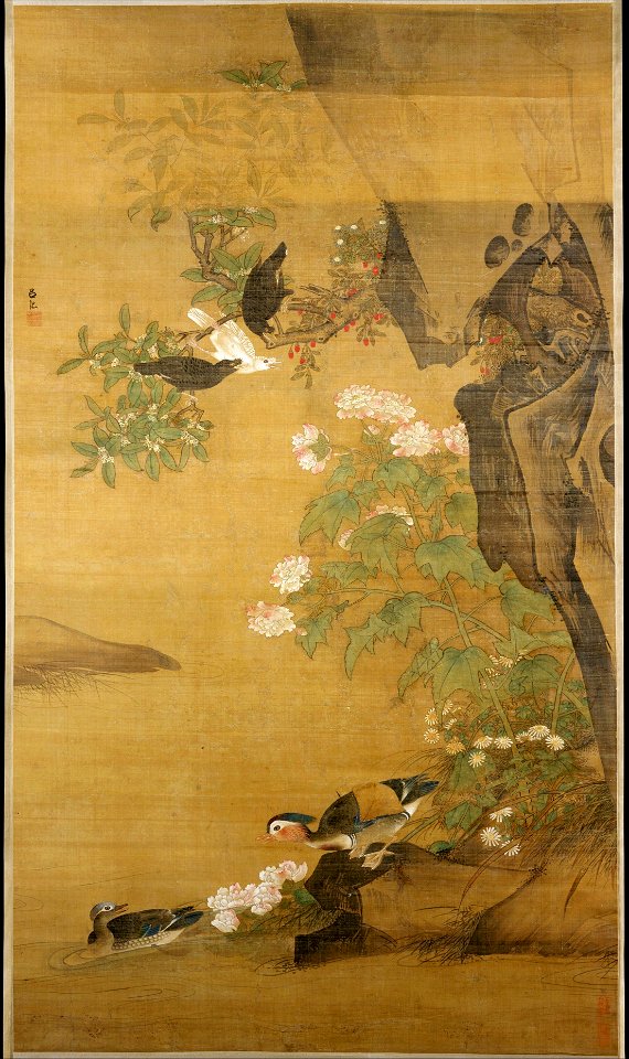 Lü Ji Mandarin Ducks and Hollyhocks. 15 cent. Metropolitan Museum