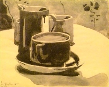 Léon Spilliaert (1907-1909) - Kop, kannetje en potjes op de nachttafel