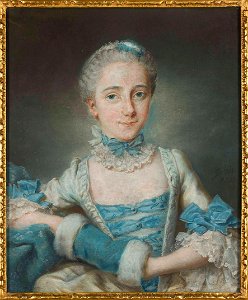 Léon-Pascal Glain - Portret damy w błękitnej sukni z mufką