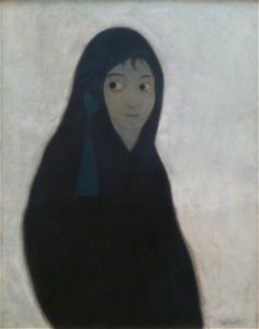 Léon Spilliaert (1913) - Vissersvrouw met zwarte sjaal in de sneeuw