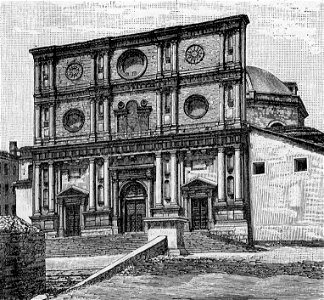 L’Aquila – Prospetto di San Bernardino (xilografia)
