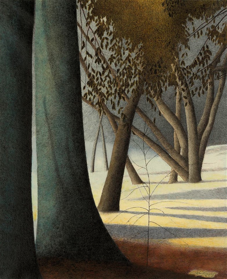 Léon Spilliaert, Beech trunks. Shadows, 1945. Privécollectie