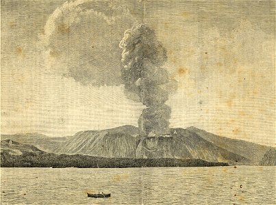 L’isola di Vulcano in Eruzione. Free illustration for personal and commercial use.