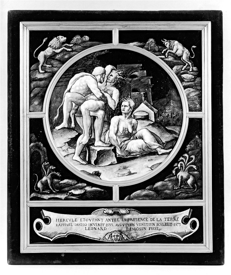Léonard Limosin - Medallion with Hercules and Antaeus - Walters 44283