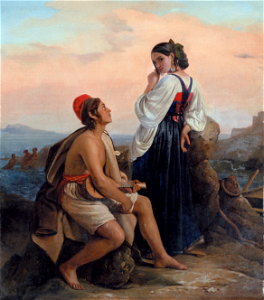 Léopold Robert, Marinier napolitain avec une jeune fille à l'île d'Ischia, 1825