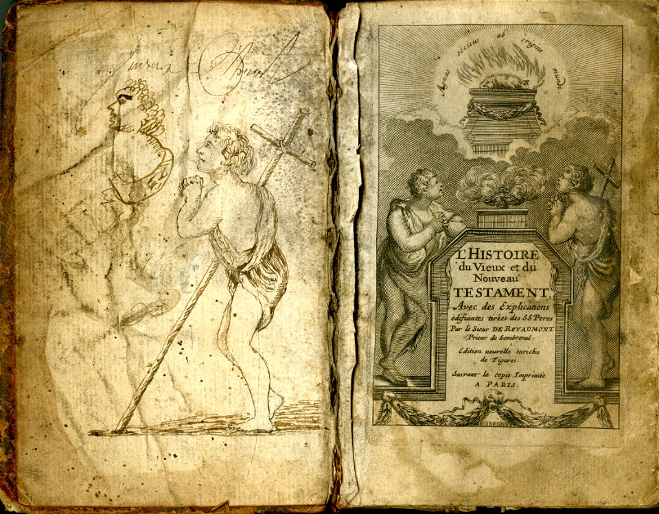 L’Histoire du Vieux et du Nouveau Testament, Avec des Explications édifiantes, tirées des Saints Peres pour regler les mœurs dans toute forte de conditions 1680 edition frontispiece Limburgs Museum L31742