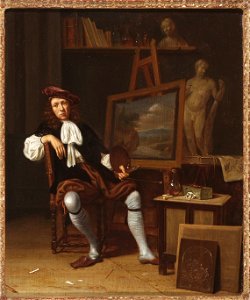M. van Musscher - Een schilder in zijn atelier - NK1586 - Cultural Heritage Agency of the Netherlands Art Collection