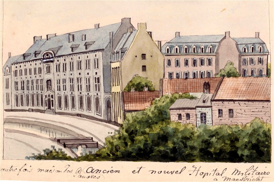 Maastricht, Militair Hospitaal grote Looiersstraat (Ph v Gulpen, ca 1864)