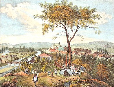 M de Ring - Tübingen vom Österberg, Kreidelith (gedr J Helwig) 1835 Inv.184 (SW183)