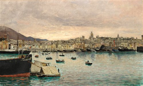 Holger Lübbers - Havneparti fra Genova - 1885