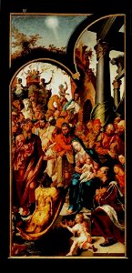 Maarten van Heemskerck en Cornelis Cornelisz. van Haarlem - De aanbidding van de Wijzen (Drapeniersaltaar) - os I-136b - Frans Hals Museum