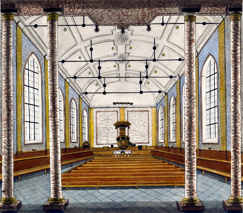 Maastricht, interieur Lutherse Kerk (Ph v Gulpen, ca 1850)