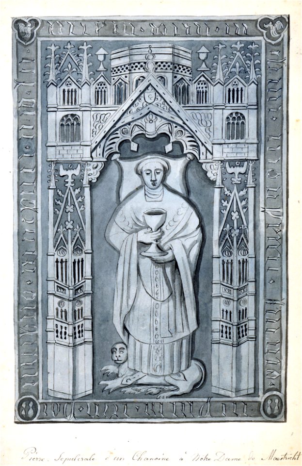 Maastricht, OLV-kerk, grafsteen kanunnik (Ph v Gulpen, ca 1840)