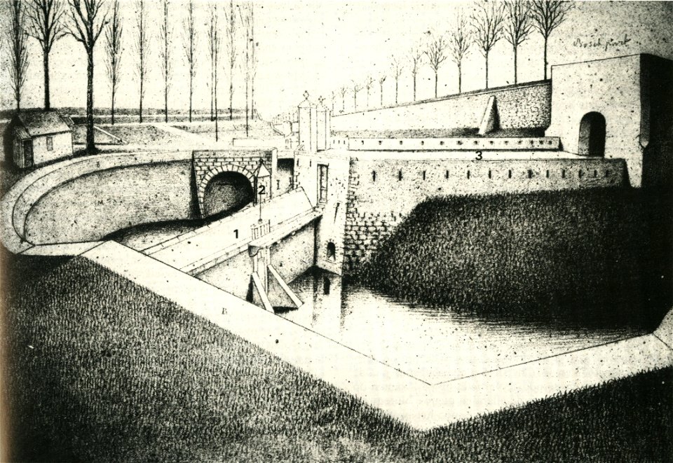 Maastricht, Boschpoort met avancée (J Brabant, ca 1865)