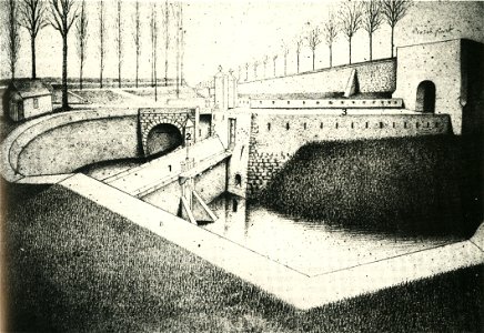 Maastricht, Boschpoort met avancée (J Brabant, ca 1865)