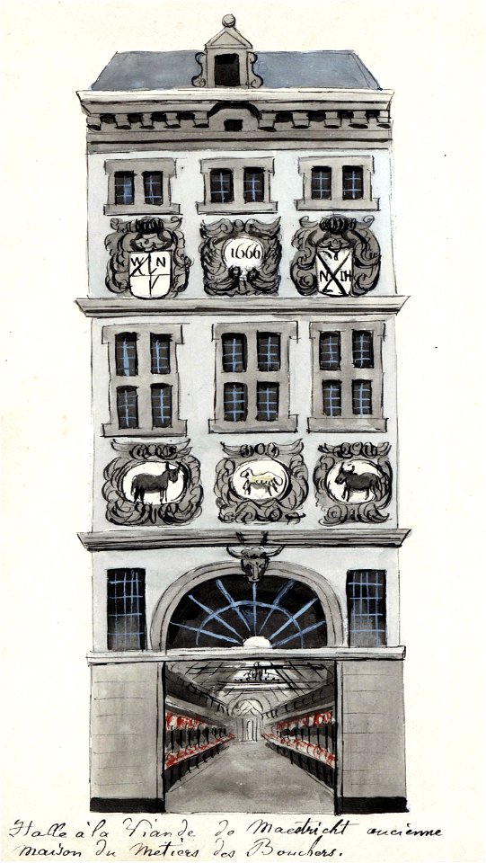 Maastricht, Grote Staat, Vleeshal (Ph v Gulpen, ca 1840)
