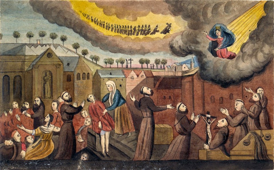 Maastricht, St-Servaaskerk, schilderij capucijners & pestlijders (Ph v Gulpen)