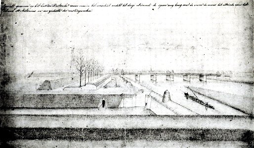 Maastricht, Maas, Spoorbrug, Nieuwe Bossche Fronten, ca1865