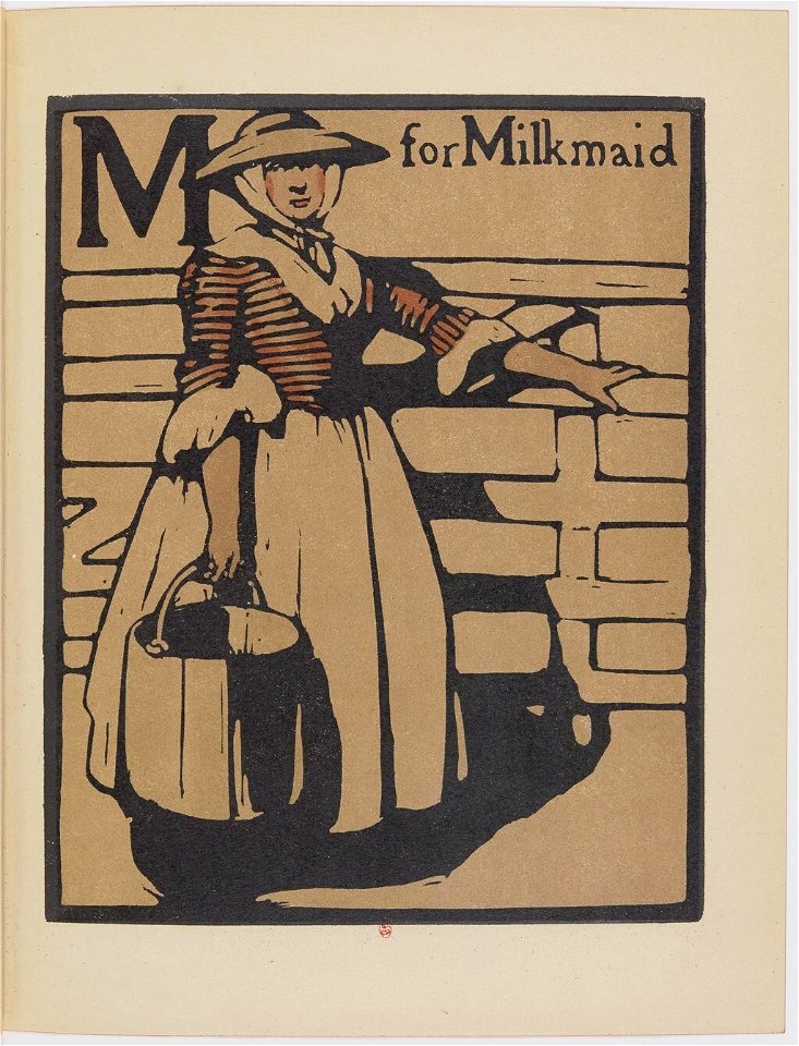 M for Milkmaid - An Alphabet by William Nicholson (1899)