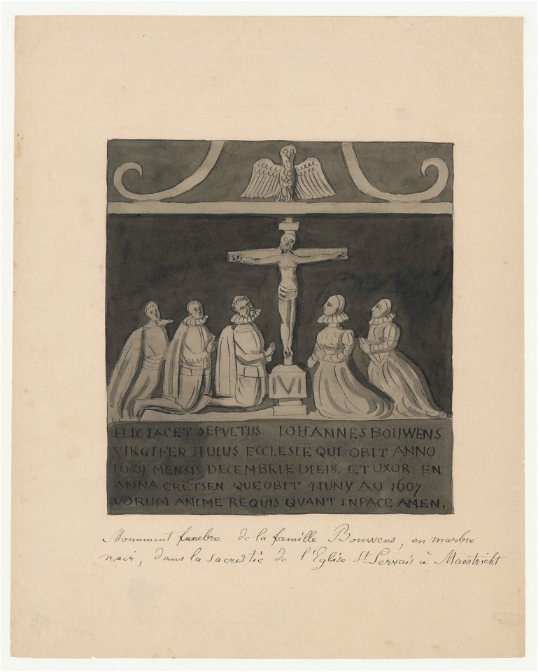 Maastricht, St-Servaaskerk, epitaaf Bouwens-Cretsen (Ph v Gulpen, ca 1840)
