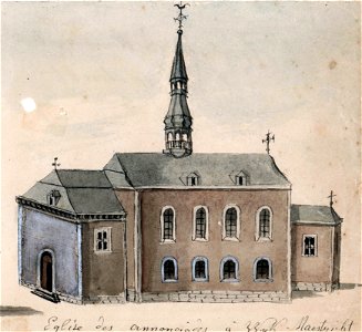 Maastricht, Annunciatenkerk (Ph v Gulpen, ca 1860). Free illustration for personal and commercial use.