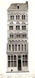 Maastricht, Brugstraat, Huis met de hoofden (Ph v Gulpen, ca 1840)