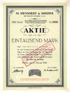 M. Hensoldt & Söhne Optische Werke AG 1000 Mk 1922
