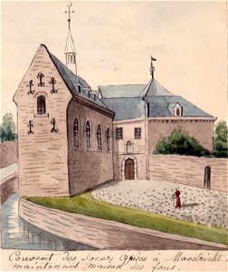 Maastricht, Grauwzustersklooster (Ph v Gulpen, ca 1840). Free illustration for personal and commercial use.