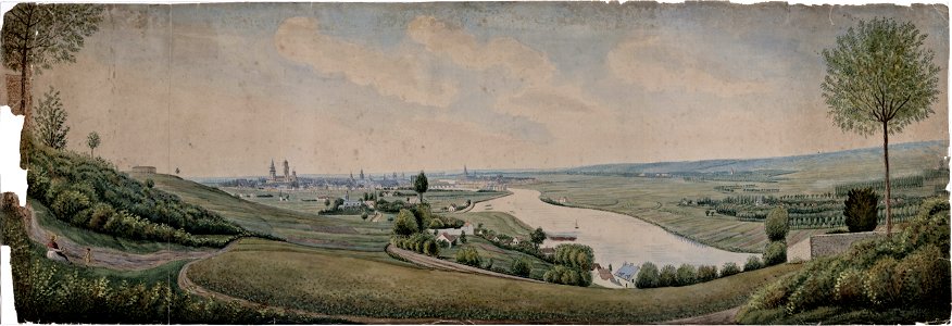 Maastricht vanaf St Pietersberg (Ph v Gulpen, ca 1840)