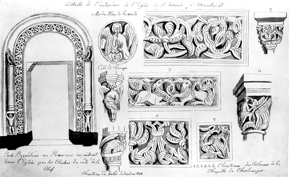 Maastricht, St-Servaaskerk, architectuurdetails (Ph v Gulpen, na 1844)