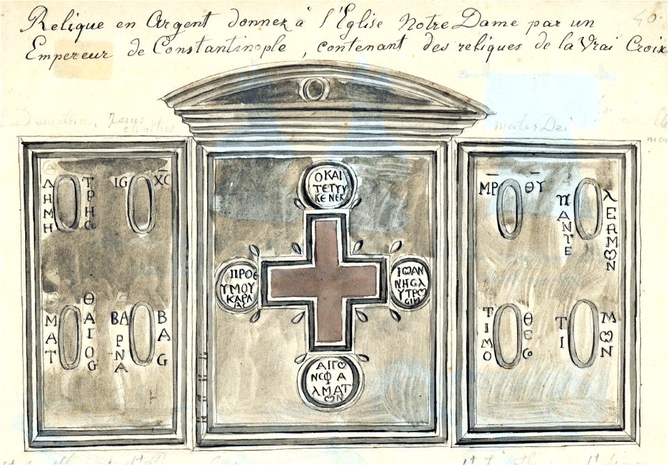 Maastricht, schatkamer OLV-kerk, Byzantijns reliekentriptiekje (Ph v Gulpen, ca 1835)