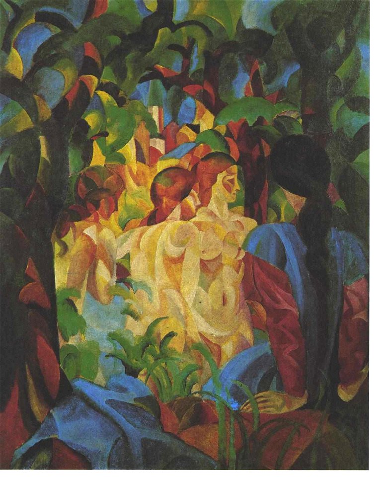 Macke - Badende Mädchen mit Stadt im Hintergrund