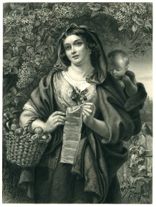 Maclise - La Chanteuse de Rues - Steel Engraving