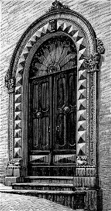 Macerata – Porta antica del palazzo Conventati (xilografia)