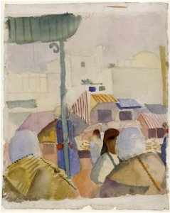 August Macke - Market in Tunis II - Google Art Project. Free illustration for personal and commercial use.