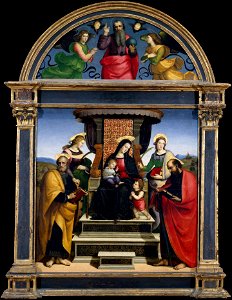 Madonna and Child Enthroned with Saints. Free illustration for personal and commercial use.