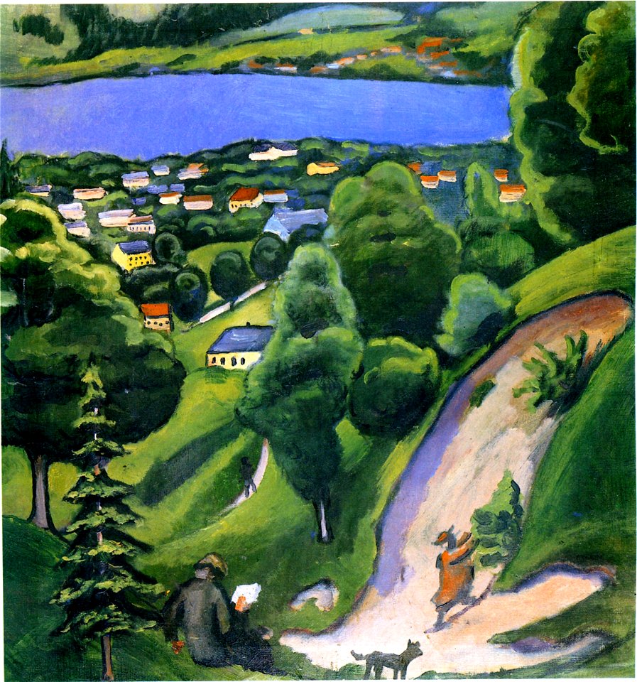 Macke - Landschaft am Teggernsee mit lesendem Mann
