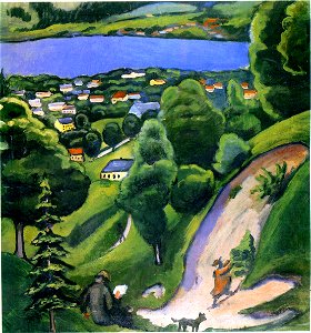 Macke - Landschaft am Teggernsee mit lesendem Mann