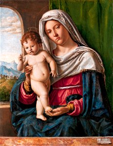Madonna and child, by Cima da Conegliano. Free illustration for personal and commercial use.