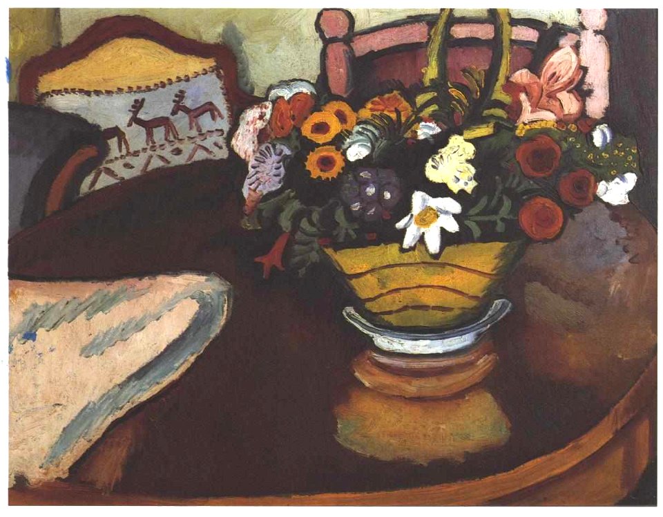 Macke - Stilleben mit Hirschkissen und Strauß