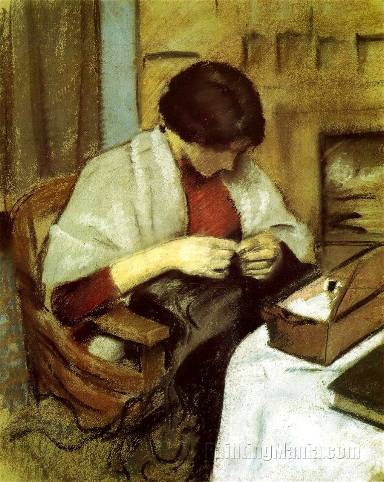 Macke - Elisabeth Gerhard nähend