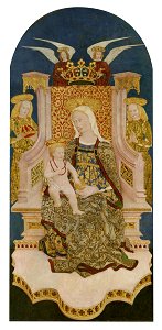 Madonna and Christ Child Enthroned with Angels by Unknown. Free illustration for personal and commercial use.