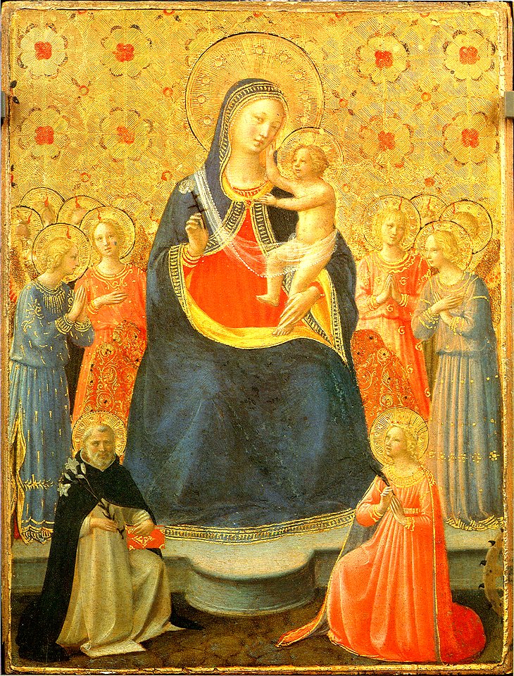 Madonna col bambino, angeli e santi, angelico pinacoteca vaticana