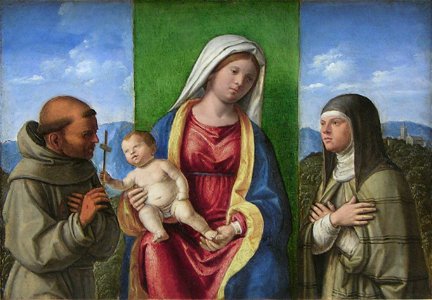 Madonna and Child with Saints Francis and Clare, Metropolitan Museum New York City. Free illustration for personal and commercial use.