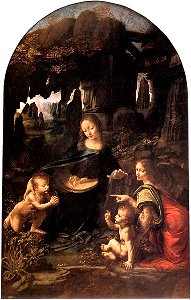Madonna of the Rocks by Leonardo da Vinci, Louvre version. Free illustration for personal and commercial use.